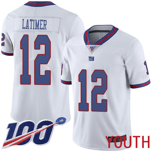 Youth New York Giants #12 Cody Latimer Limited White Rush Vapor Untouchable 100th Season Football NFL Jersey->youth nfl jersey->Youth Jersey